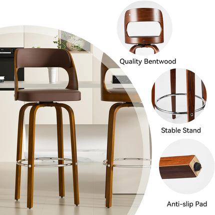 30” Seat Height Swivel Bar Stools Set of 4