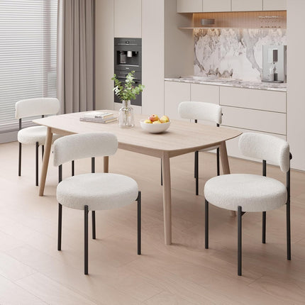 Upholstered Teddy loop Fabric Dining Chairs Set of 2