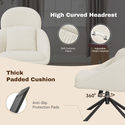 Modern Swivel Oversized Upholstered Corduroy Lounge Chair