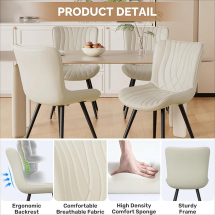 Dining Chair PU Leather with Metal Legs Set of 6