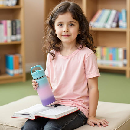 12oz Stainless Steel Kids Water Bottle – Insulated Leak-Proof with Straw