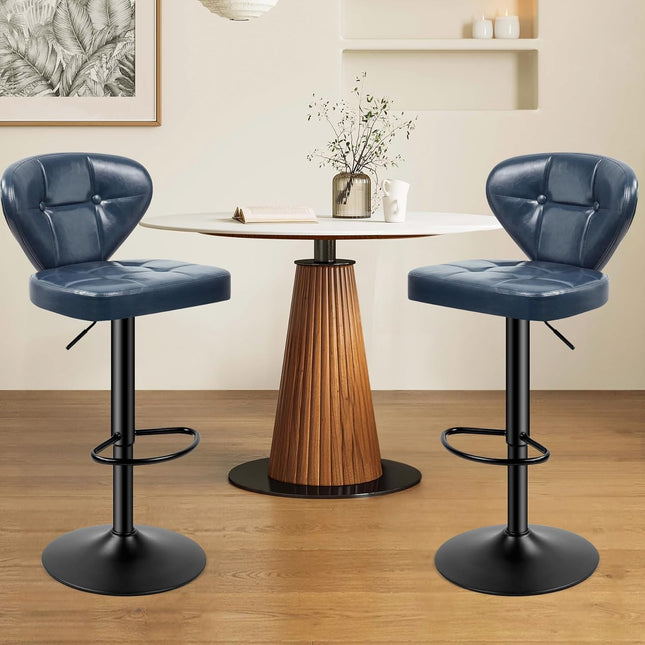 PU Leather Adjustable Height Swivel Bar Stools Set of 4
