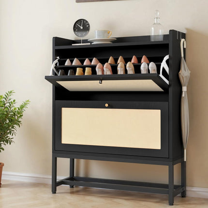 Slim Entryway Shoe Storage Cabinet Modern Freestanding Shoes Organizer