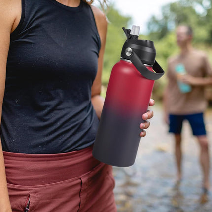 18oz Stainless Steel Insulated Bottle – Wide Mouth Leak-Proof with Straw