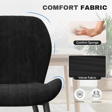 Modern Velvet Upholstered Dining Chairs Set of 2