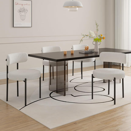 Upholstered Teddy loop Fabric Dining Chairs Set of 2