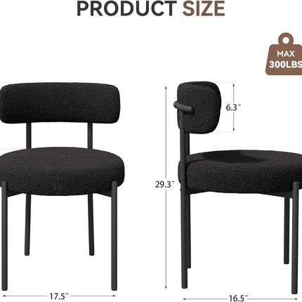 Upholstered Teddy loop Fabric Dining Chairs Set of 2