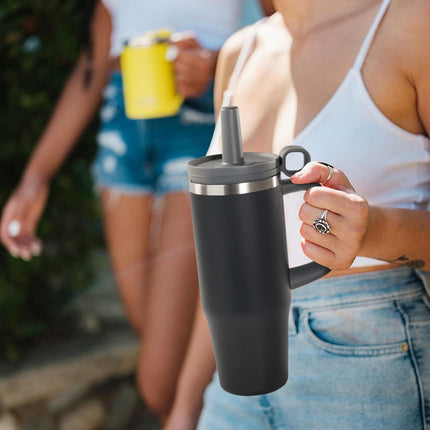 32oz Stainless Steel Water Bottle Insulated Leak-Proof with Straw & Handle