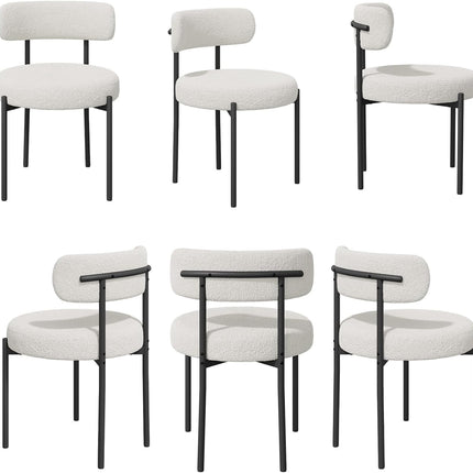 Upholstered Teddy loop Fabric Dining Chairs Set of 2