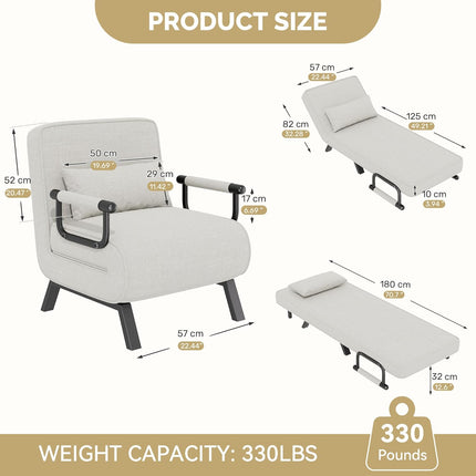 Folding Sofa Bed Recliner with Adjustable Backrest