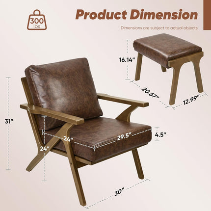 Mid-Century Modern Lounge Chair with Ottoman