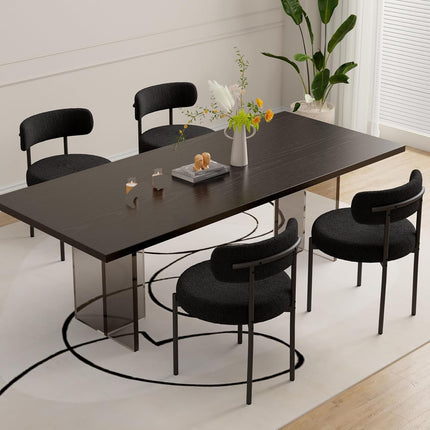 Upholstered Teddy loop Fabric Dining Chairs Set of 2