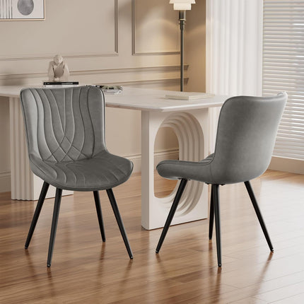 Dining Chair PU Leather with Metal Legs Set of 6