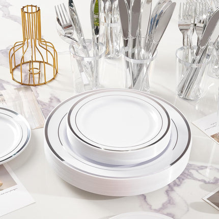 350-Piece Gold Disposable Dinnerware Set – Plates Cups & Napkins