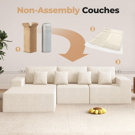 Modular Upholstered Sectional Cloud Couches with L Shaped Chaise