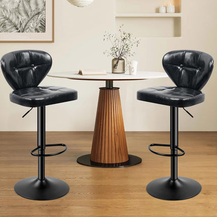 PU Leather Adjustable Height Swivel Bar Stools Set of 4