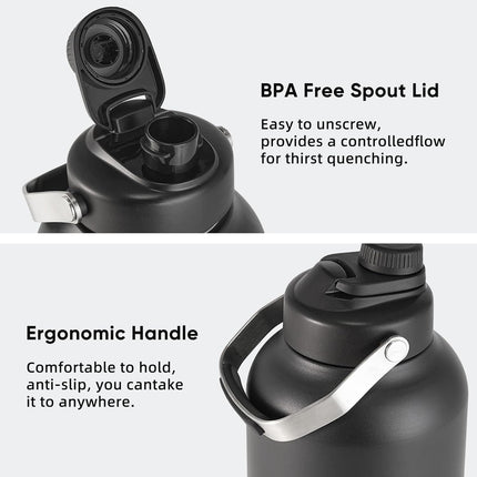 128oz Stainless Steel Insulated Water Jug Leak-Proof with Handle