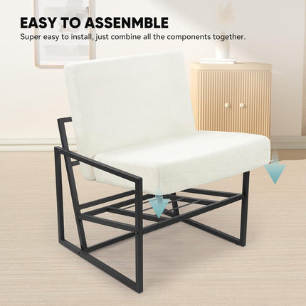Teddy Fleece Accent Chair with Metal Frame Lounge Chair