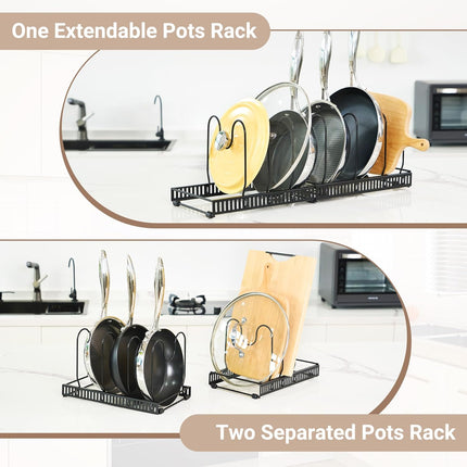 Expandable Pan Organizer Rack 7 Adjustable Dividers Lid & Board Holder