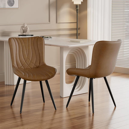 Dining Chair PU Leather with Metal Legs Set of 6
