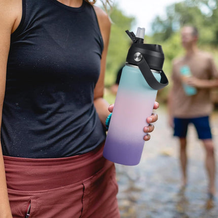 18oz Stainless Steel Insulated Bottle – Wide Mouth Leak-Proof with Straw
