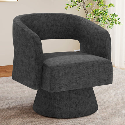 Modern Chenille Barrel Chairs Swivel Accent Chair Set of 2