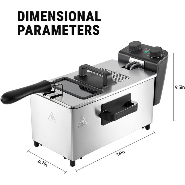 5L Deep Fryer with Basket Time & Temperature Control