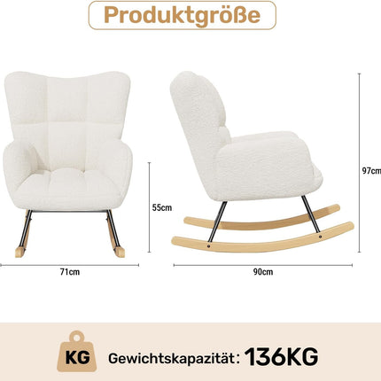 Lambswool Rocking Chair with High Backrest Armrest