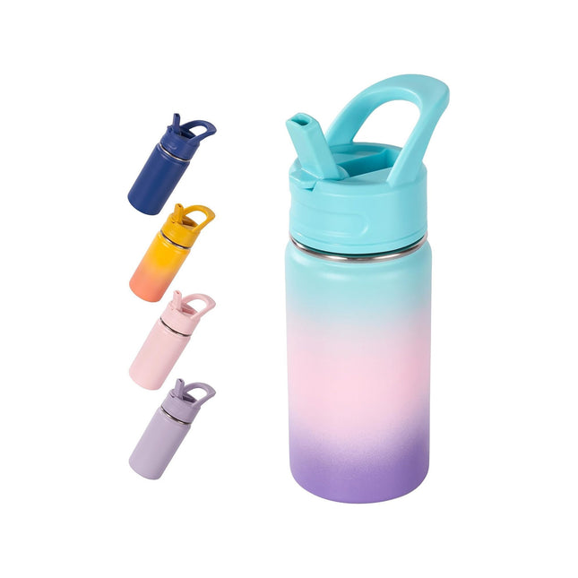 12oz Stainless Steel Kids Water Bottle – Insulated Leak-Proof with Straw