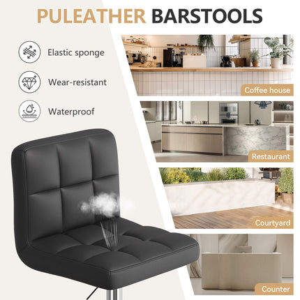 Modern PU Leather Adjustable Bar Stools Set of 4
