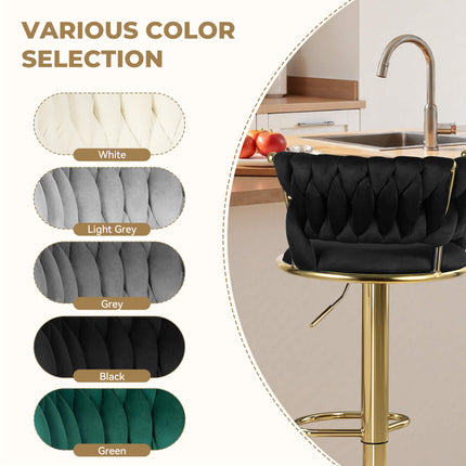 Velvet Swivel Adjustable Counter Height Bar Stools Set of 4