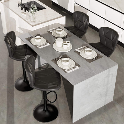 Adjustable Swivel Bar Stools Faux Leather Counter Height Set of 4