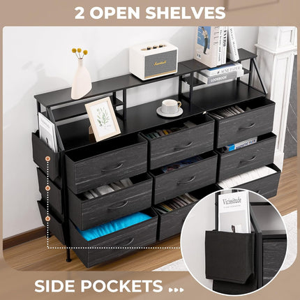 Storage Cabinet with Metal Frame and Wooden Top