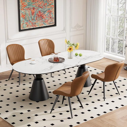 Modern Leather Upholstered Dining Chairs Set of 2