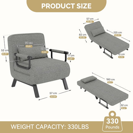 Folding Sofa Bed Recliner with Adjustable Backrest