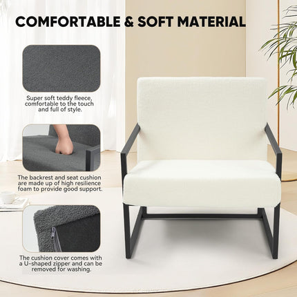 Teddy Fleece Accent Chair with Metal Frame Lounge Chair