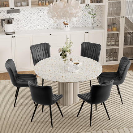 Dining Chair PU Leather with Metal Legs Set of 6