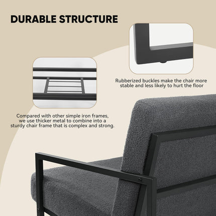 Teddy Fleece Accent Chair with Metal Frame Lounge Chair