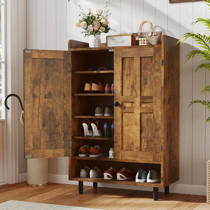 Farmhouse Shoe Cabinet with Adjustable Shelves Entrance Shoe Rack