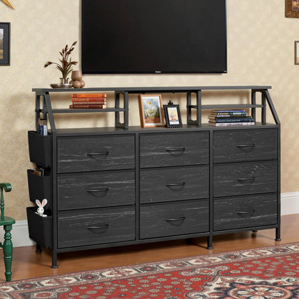 Storage Cabinet with Metal Frame and Wooden Top