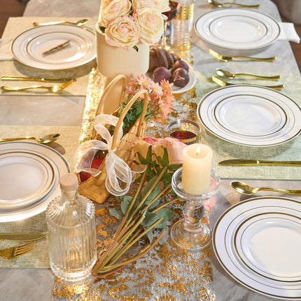350-Piece Gold Disposable Dinnerware Set – Plates Cups & Napkins