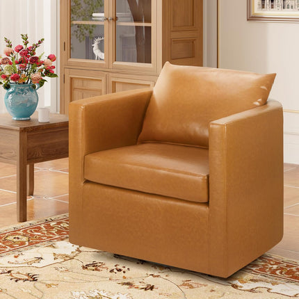 PU Leather Upholstered Swivel Accent Chairs