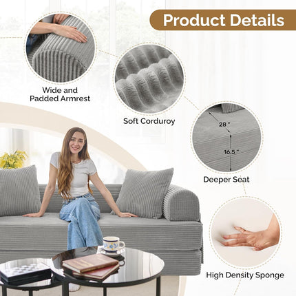 Convertible Coarser Corduroy Sleeper Sofa  Folding Mattress Couch
