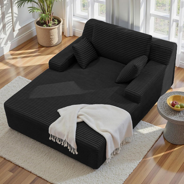 51'' Oversized Indoor Corduroy Sleeper Cloud Couch with 2pcs Pillows