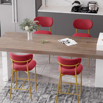 Velvet Ergonomic Modern Counter Height Bar Stools Set of 4