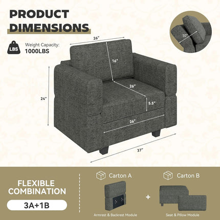 37" Armchair with Pillows