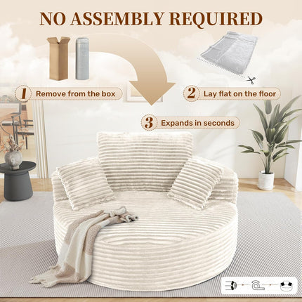 55''W 3.5CM Coarser Corduroy Single Foam Sofa
