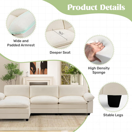 118" Modular Comfy Cloud Sectional Sofa