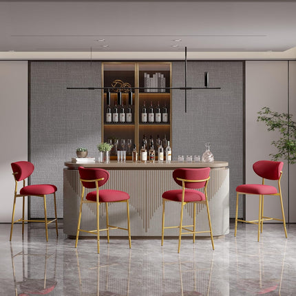 Velvet Ergonomic Modern Counter Height Bar Stools Set of 4