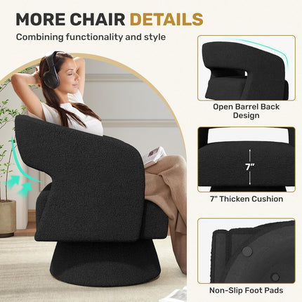 Modern Teddy Barrel Chairs Swivel Accent Chair Set of 2